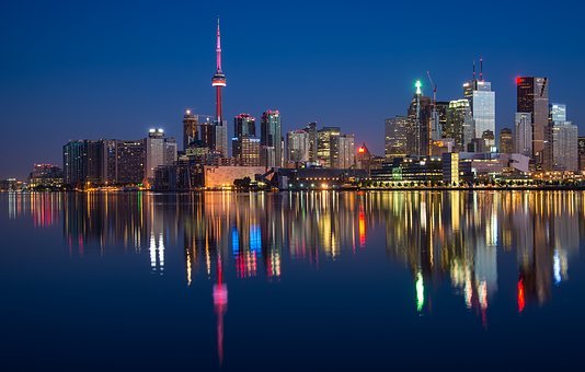 Buildings, Cn Tower, River, Waterfront
